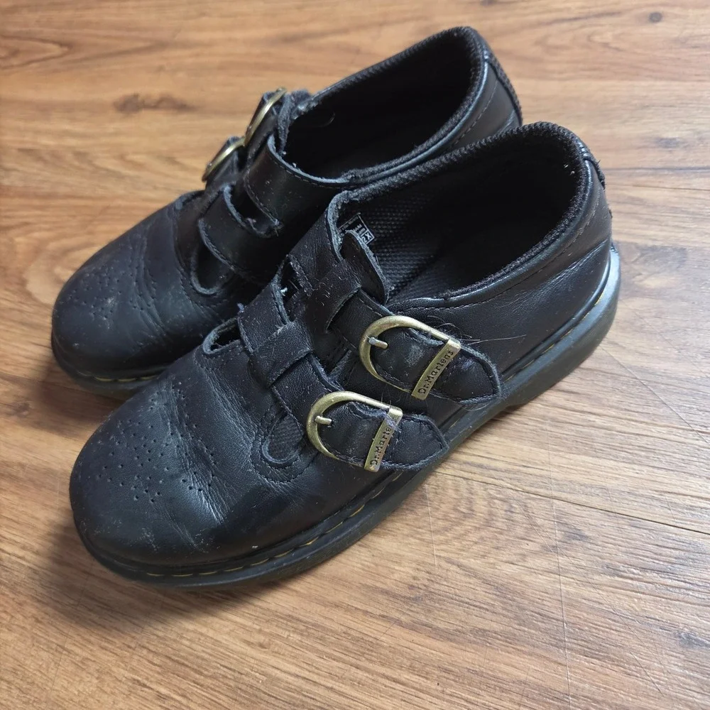 Dr. Martens 8065 J Leather Mary Jane Shoes Kids 2 Double Strap Indie Sleaze